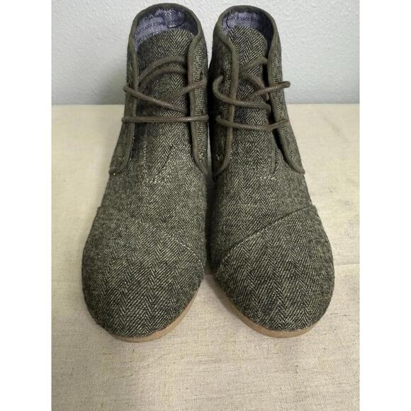 TOMS Women's Olive Herringbone DESERT Wedges-BOOTS Size.9 - Picture 3 of 9